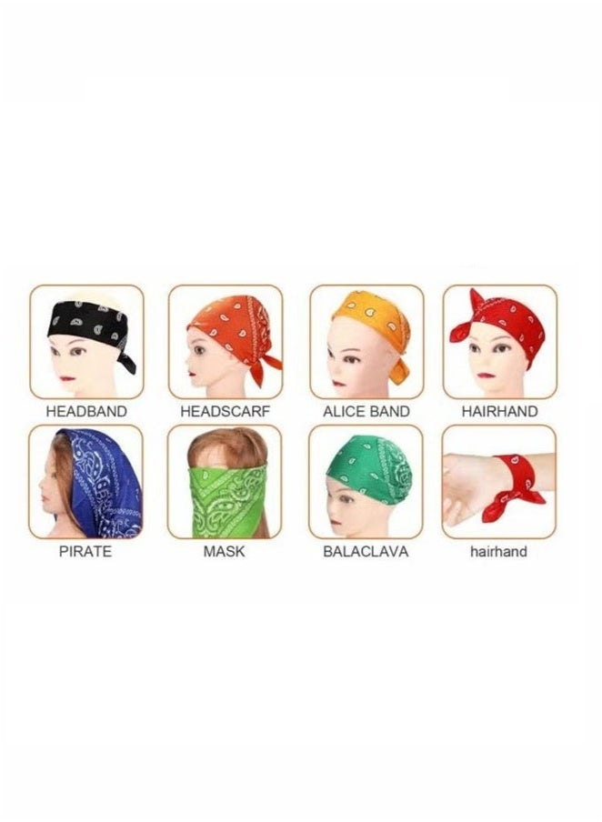 Hikma Beauty Paisley Print Bandanas Multi-Purpose Assorted Cowboy Bandanas Unisex Head Wrap Scarf Wristband for Adults and Kids 22x22 inch (12 Pcs) - Image 4